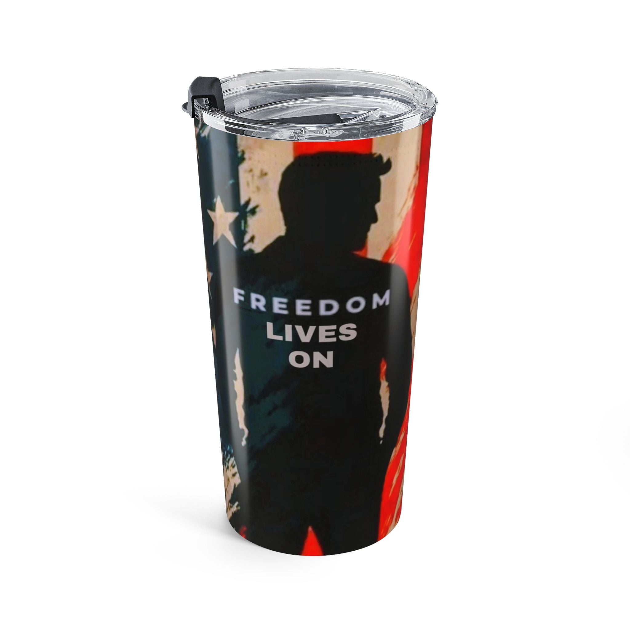 Patriotic Tumbler 20oz - Freedom Lives On, Travel Mug, Drinkware, USA Pride, Gift for Veterans, Red, White, Blue