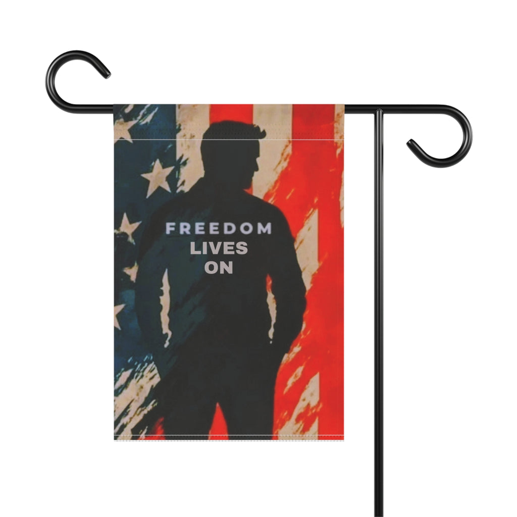 Patriotic Garden Banner, Outdoor Decor, Freedom Lives On Flag, Garden Flag, Memorial Day Decoration, American Spirit Sign
