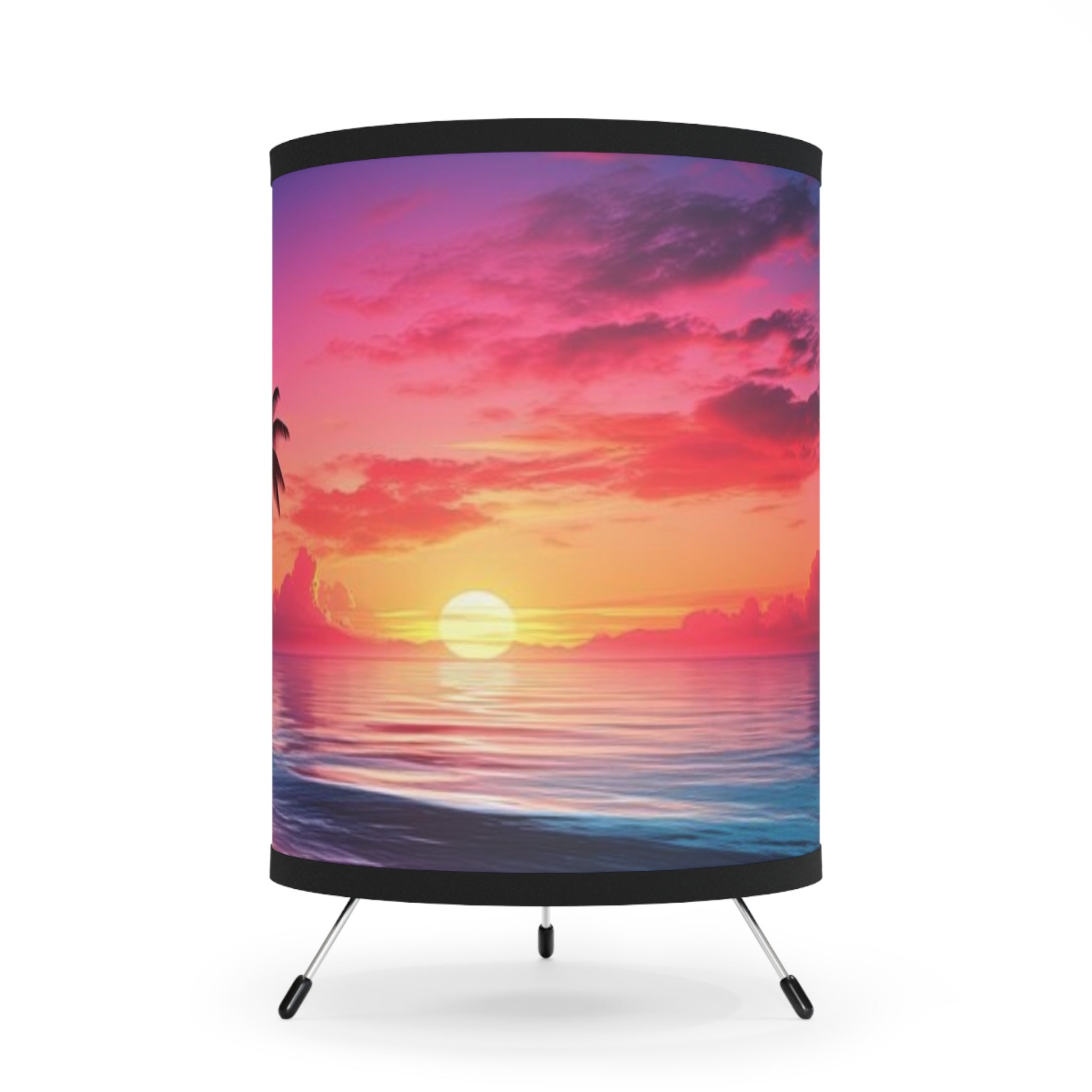 Tropical Sunset Tripod Lamp, Beach Decor, Bedroom Lighting, Living Room Accent, Boho Home Decor, Mood Lighting