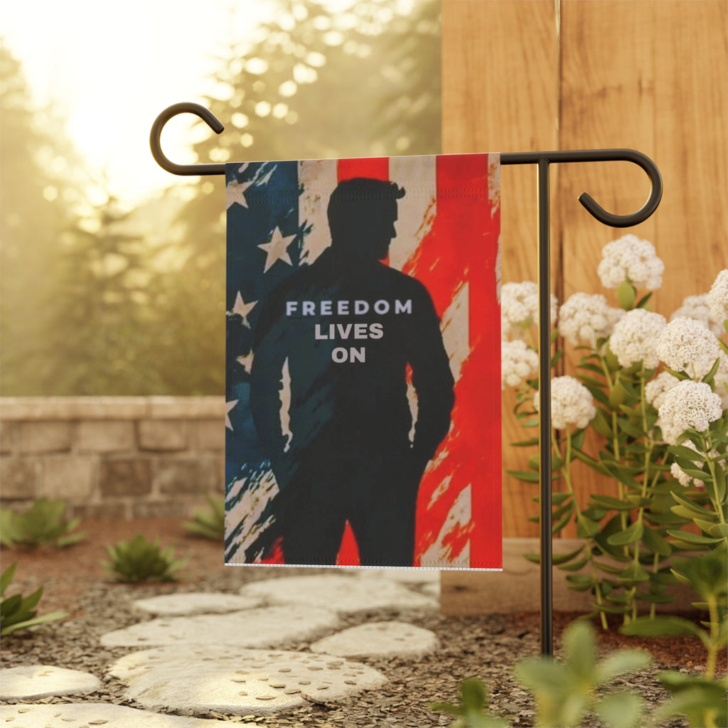 Patriotic Garden Banner, Outdoor Decor, Freedom Lives On Flag, Garden Flag, Memorial Day Decoration, American Spirit Sign