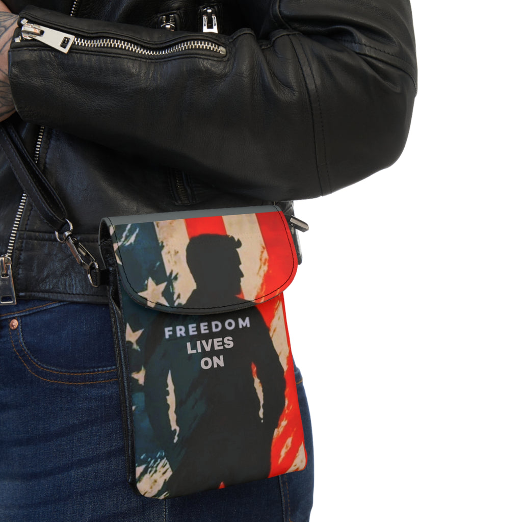 Freedom Lives On Small Cell Phone Wallet, Stylish Phone Pouch, Everyday Carry, Gift for All Occasions, American Pride Accessories