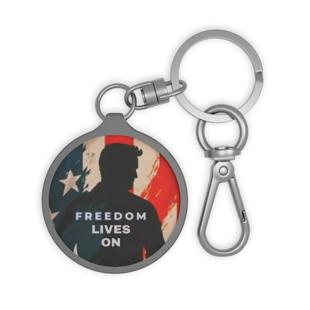 Freedom Lives On Keyring Tag — Patriotic American Flag Keychain