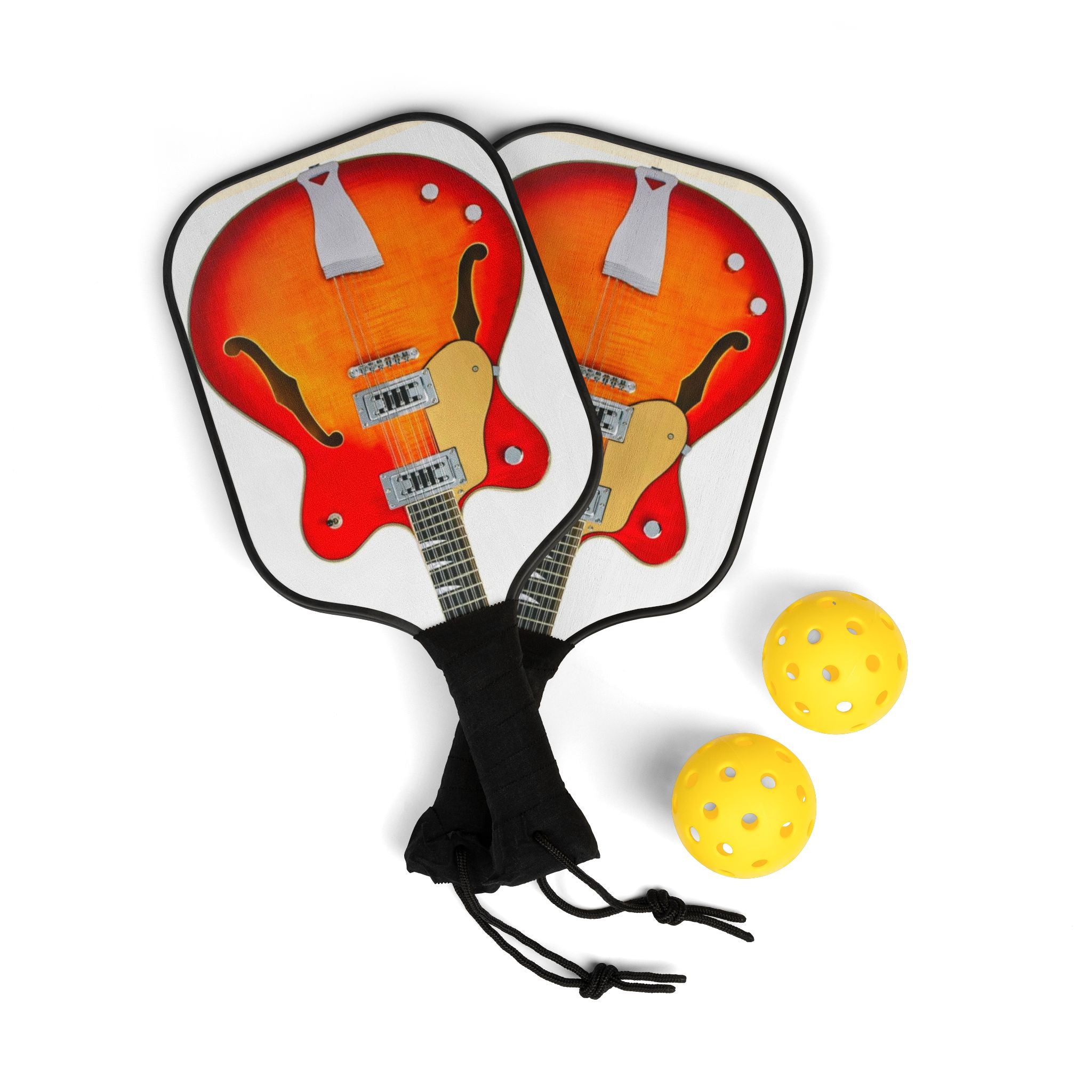 Guitar Pickleball Set: Unique Paddle Kit, Perfect for Sports Gifts, Music Lovers, Outdoor Games, Family Fun