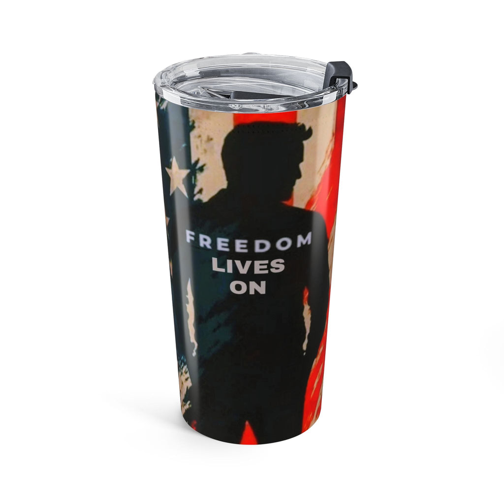 Patriotic Tumbler 20oz - Freedom Lives On, Travel Mug, Drinkware, USA Pride, Gift for Veterans, Red, White, Blue