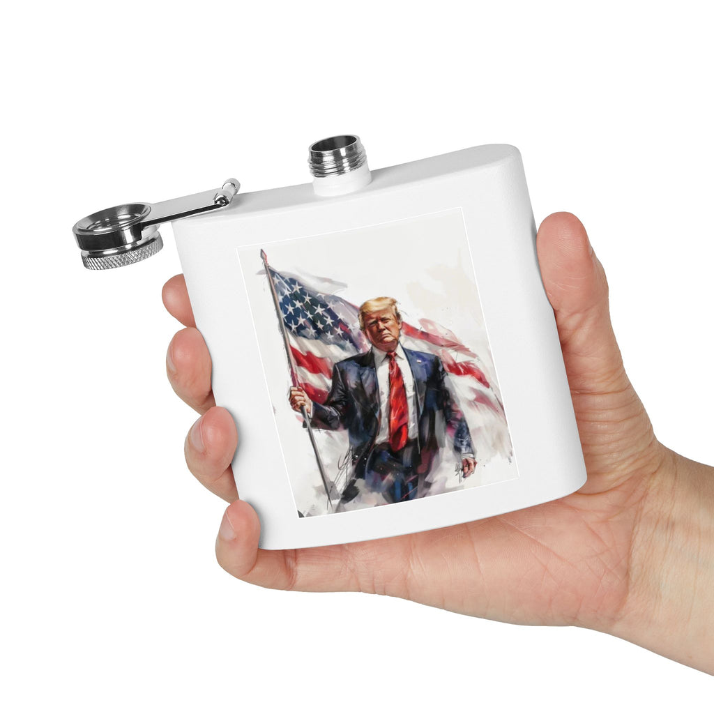 Patriotic Stainless Steel Flask, 6oz | Ideal Gift for Veterans, Engagements, Parties, Outdoors, Sports Events | Unique Travel Accessories