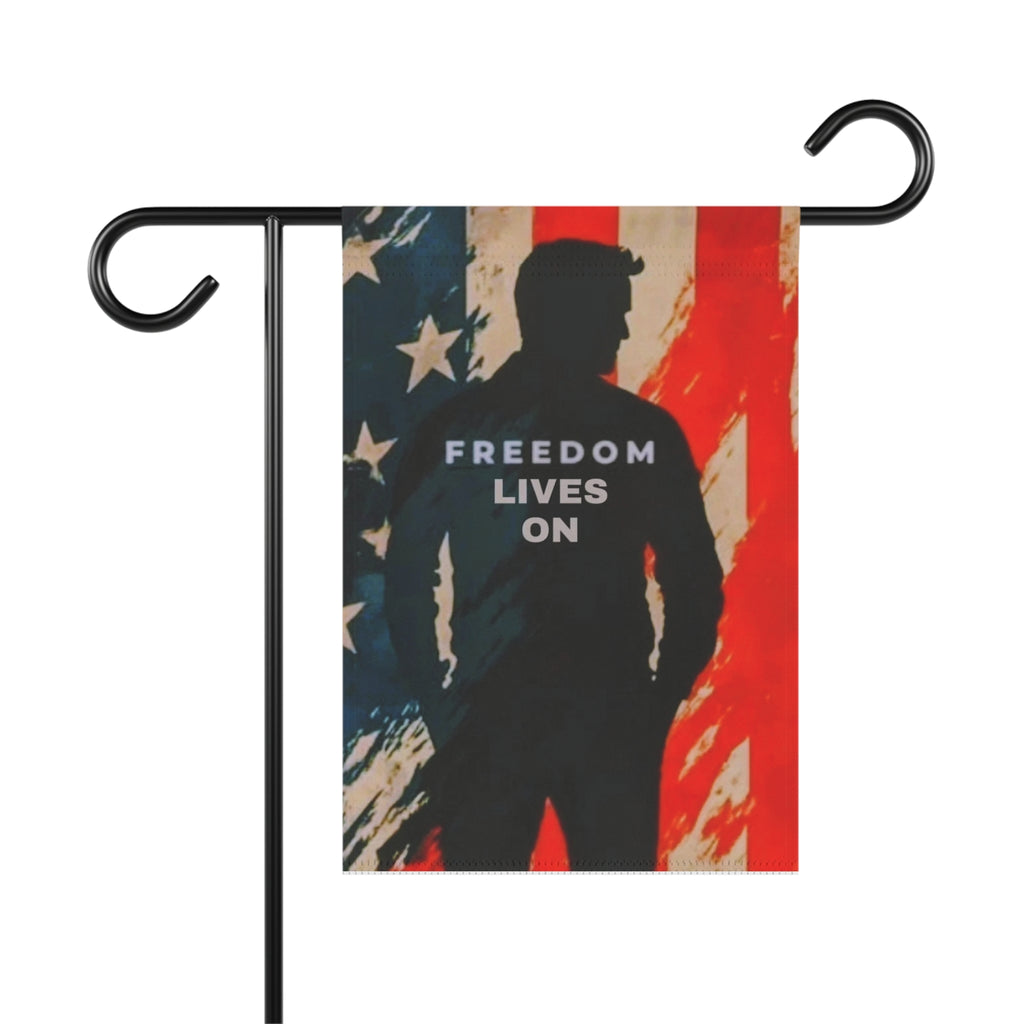 Patriotic Garden Banner, Outdoor Decor, Freedom Lives On Flag, Garden Flag, Memorial Day Decoration, American Spirit Sign