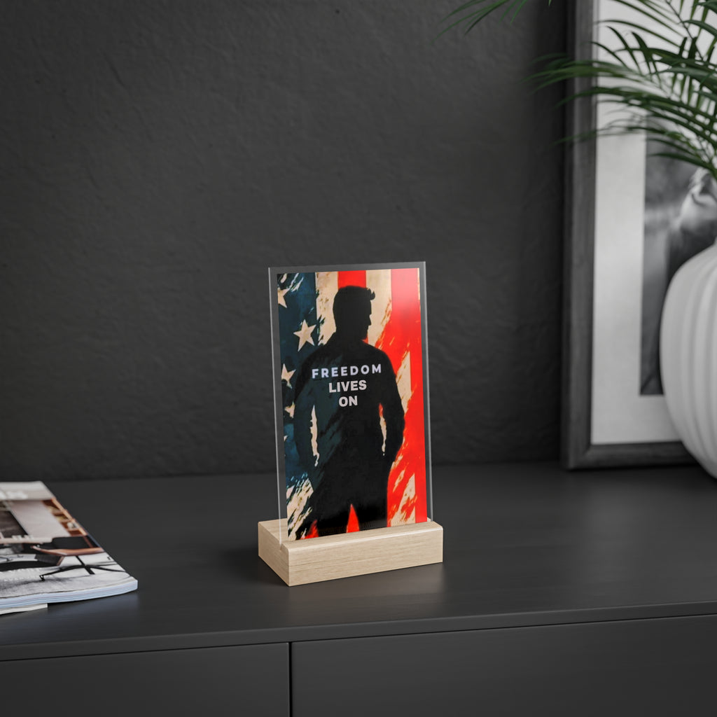 Patriotic Acrylic Sign, Freedom Lives On Decor, Independence Day Gift, Memorial Day Display, Rustic Home Accent