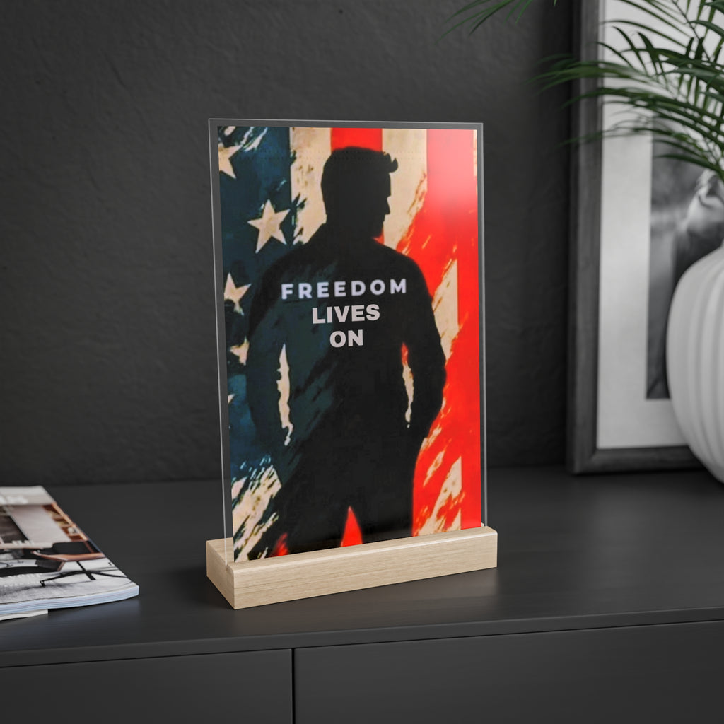Patriotic Acrylic Sign, Freedom Lives On Decor, Independence Day Gift, Memorial Day Display, Rustic Home Accent