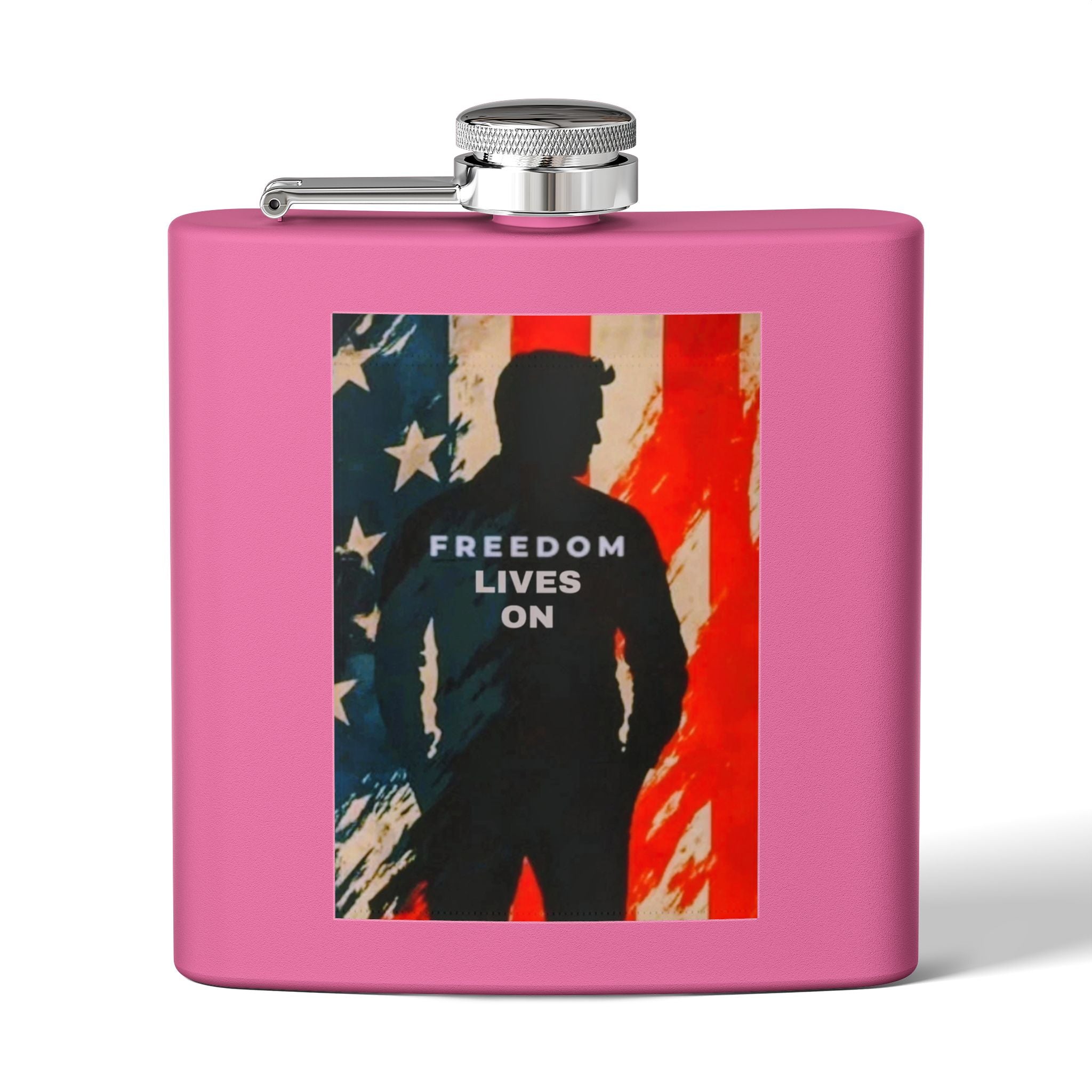 Patriotic Stainless Steel Flask - Freedom Lives On, Ideal Gift for Veterans, Camping, Tailgating, Whiskey Lovers, Memorial Day