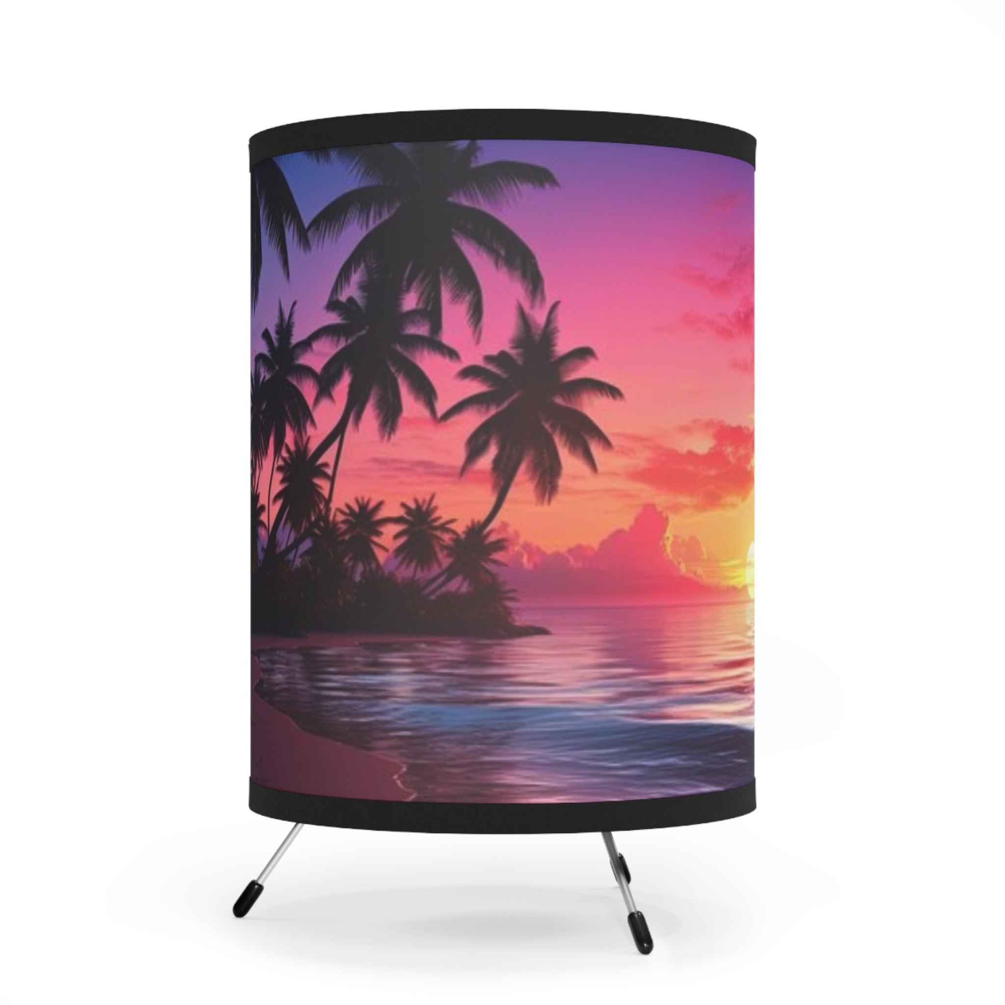 Tropical Sunset Tripod Lamp, Beach Decor, Bedroom Lighting, Living Room Accent, Boho Home Decor, Mood Lighting