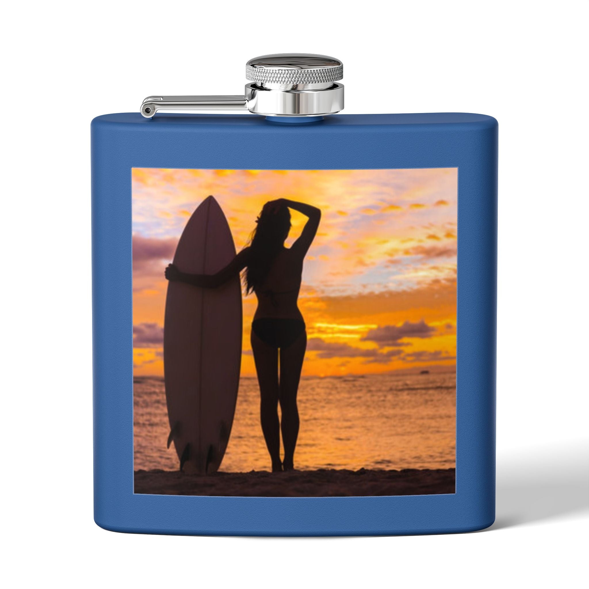 Surf Sunset Stainless Steel Flask, 6oz | Perfect Gift for Beach Lovers, Travel, BBQs, Parties, and Outdoor Adventures