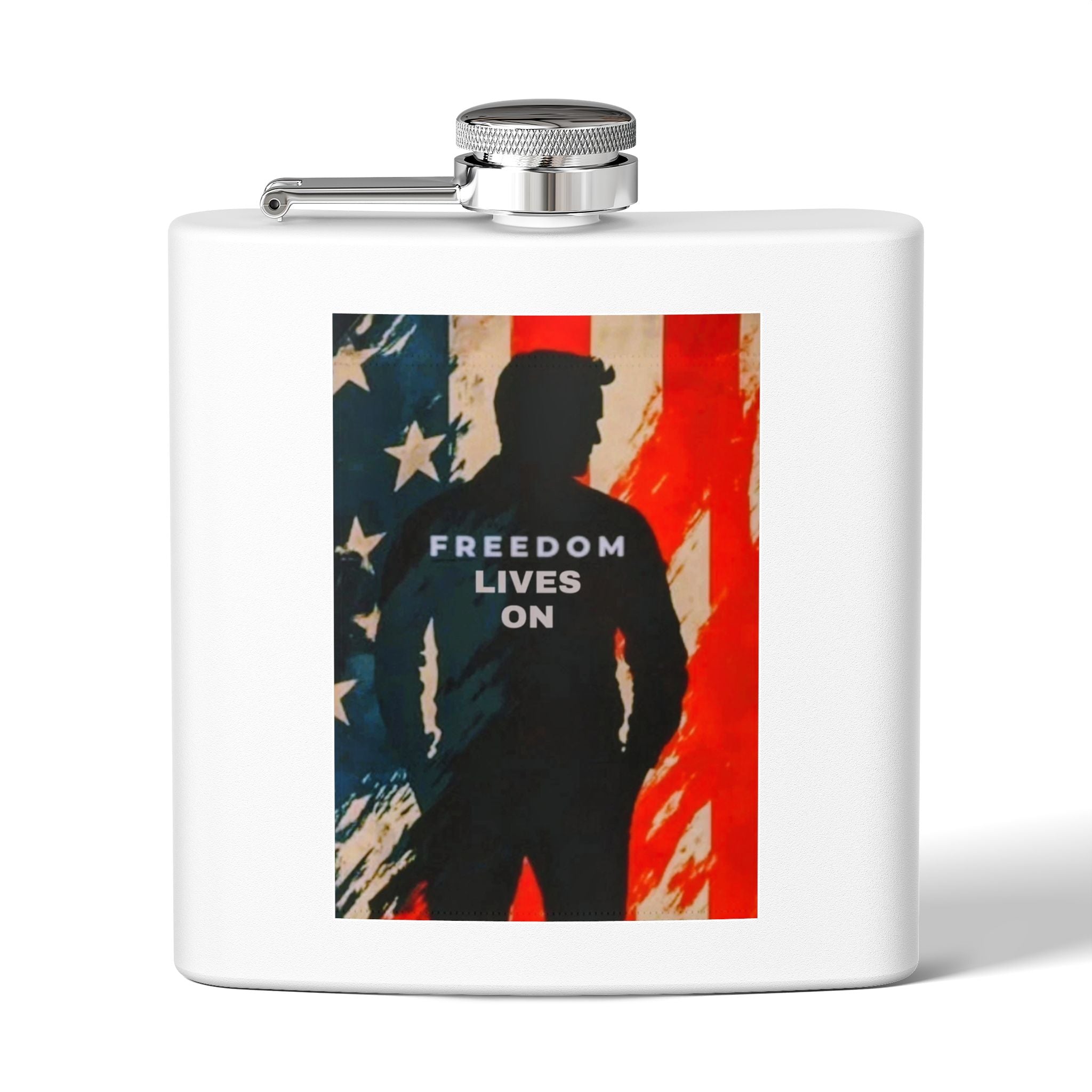 Patriotic Stainless Steel Flask - Freedom Lives On, Ideal Gift for Veterans, Camping, Tailgating, Whiskey Lovers, Memorial Day