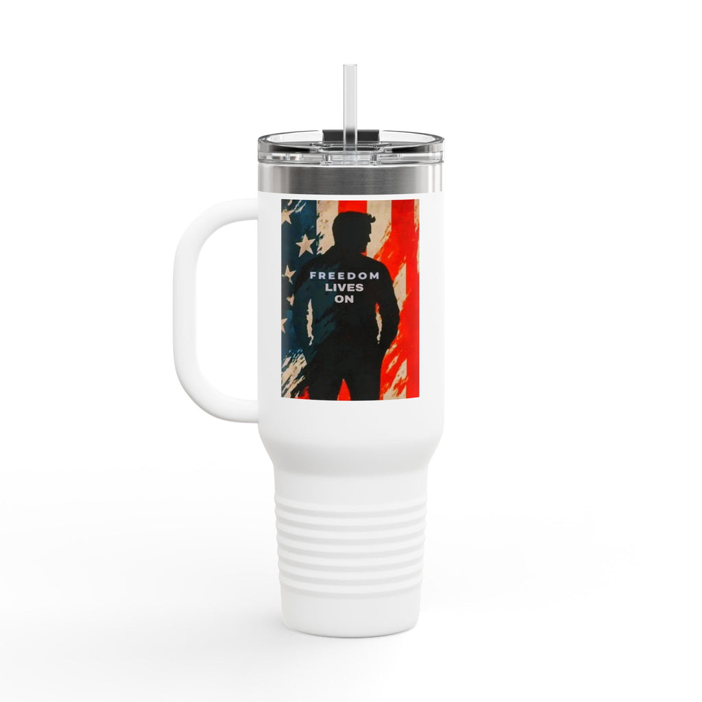 Freedom Lives On Insulated Travel Mug, 40oz | Patriotic Drinkware, Travel Coffee Cup, Funny Gift for Veterans, Americana Mug, Camping [...]