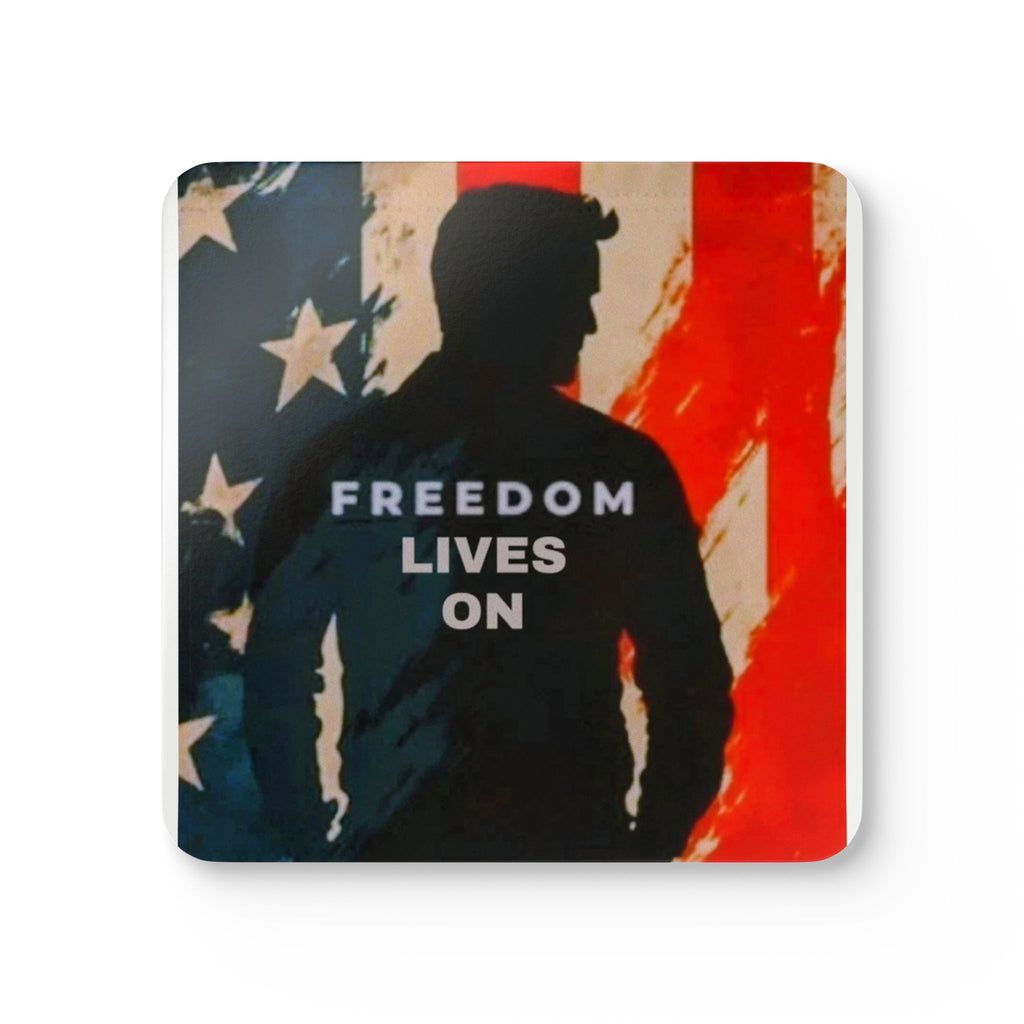 Patriotic Corkwood Coaster Set - Freedom Lives On, Housewarming Gift, Drinks Coasters, Americana Décor, Fourth of July, Veteran's Day