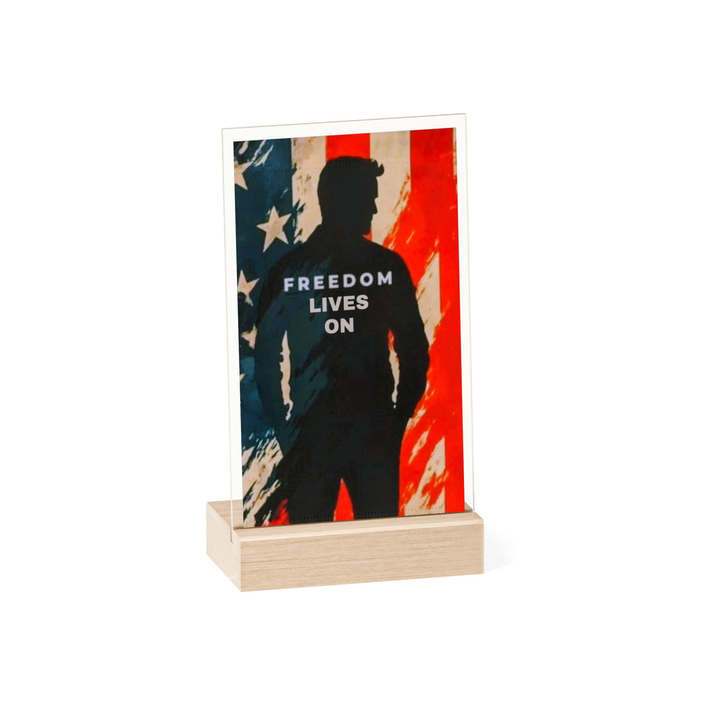 Patriotic Acrylic Sign, Freedom Lives On Decor, Independence Day Gift, Memorial Day Display, Rustic Home Accent