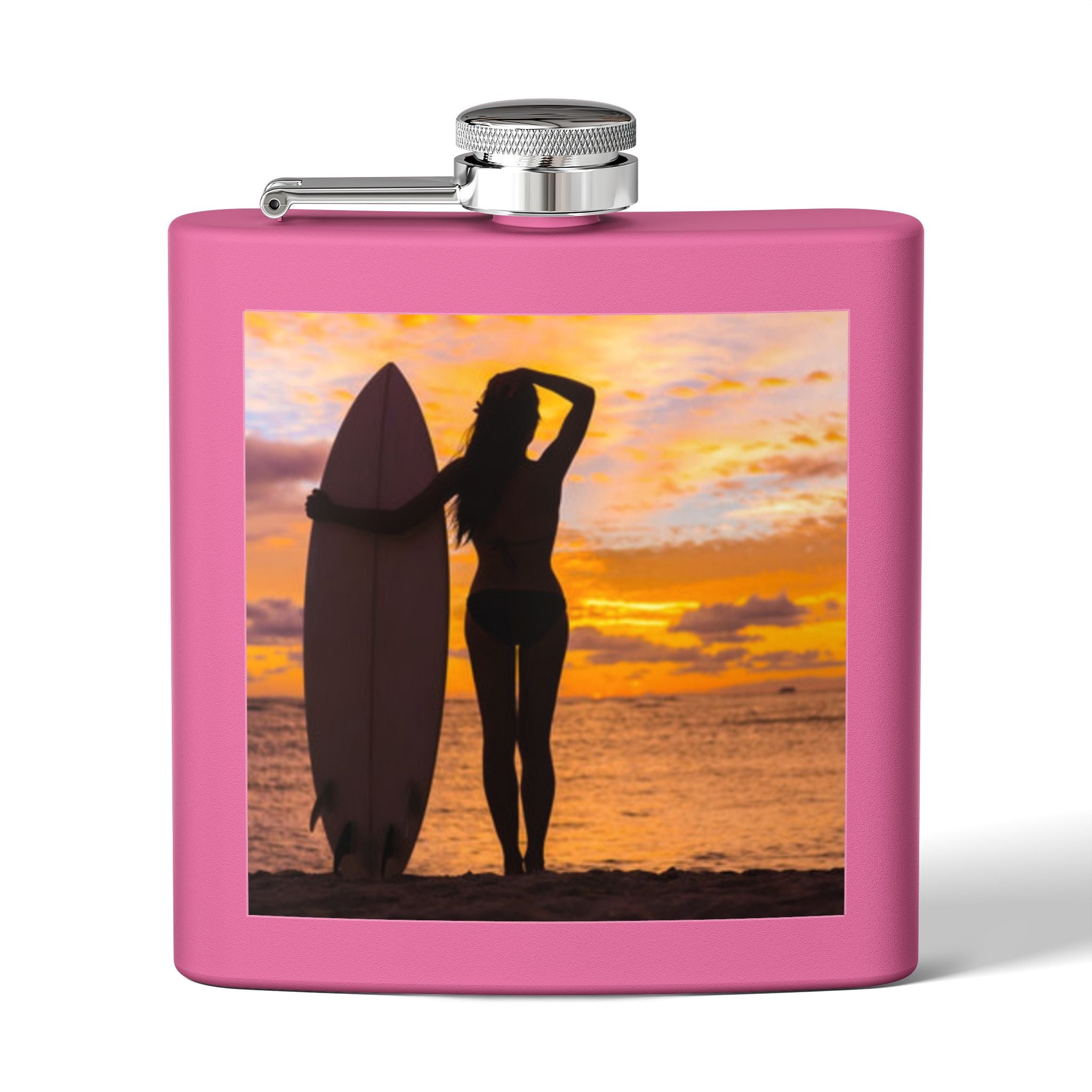 Surf Sunset Stainless Steel Flask, 6oz | Perfect Gift for Beach Lovers, Travel, BBQs, Parties, and Outdoor Adventures