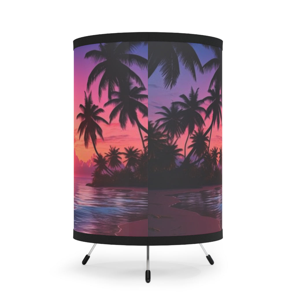 Tropical Sunset Tripod Lamp, Beach Decor, Bedroom Lighting, Living Room Accent, Boho Home Decor, Mood Lighting