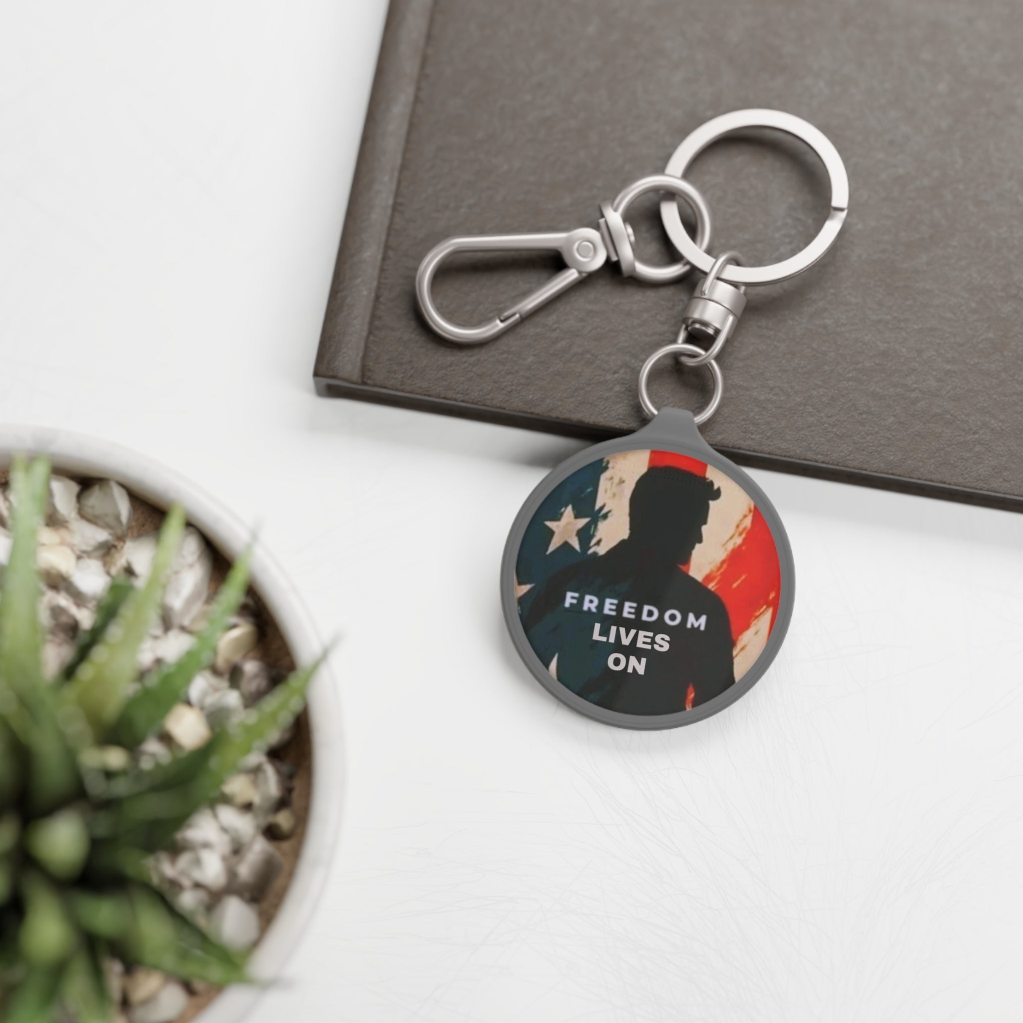 Freedom Lives On Keyring Tag — Patriotic American Flag Keychain