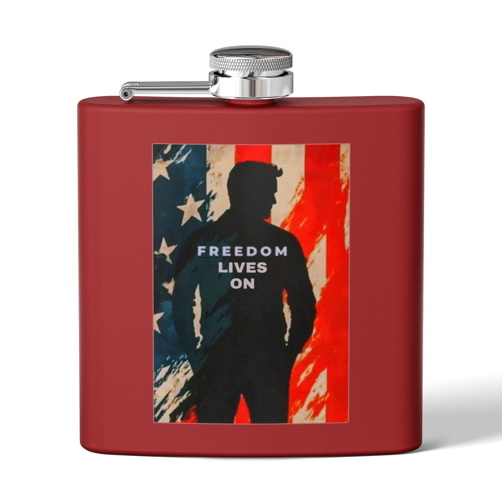 Patriotic Stainless Steel Flask - Freedom Lives On, Ideal Gift for Veterans, Camping, Tailgating, Whiskey Lovers, Memorial Day