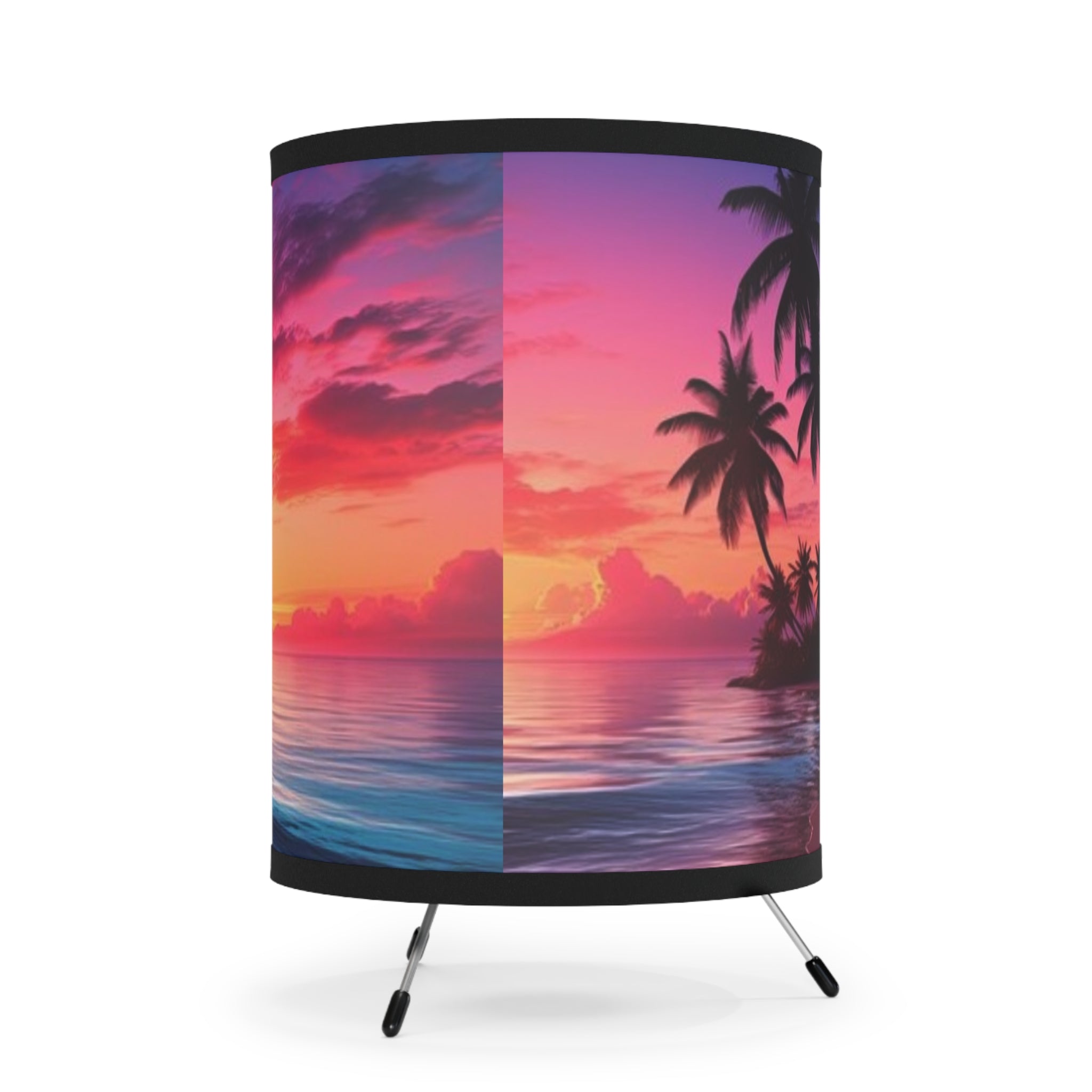 Tropical Sunset Tripod Lamp, Beach Decor, Bedroom Lighting, Living Room Accent, Boho Home Decor, Mood Lighting