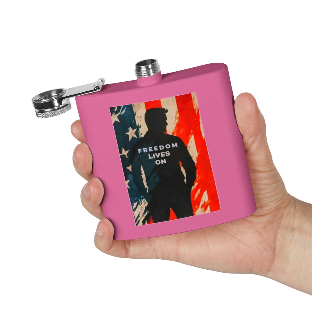 Patriotic Stainless Steel Flask - Freedom Lives On, Ideal Gift for Veterans, Camping, Tailgating, Whiskey Lovers, Memorial Day