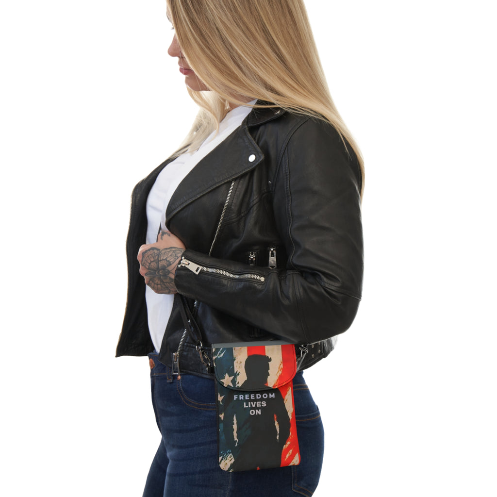 Freedom Lives On Small Cell Phone Wallet, Stylish Phone Pouch, Everyday Carry, Gift for All Occasions, American Pride Accessories