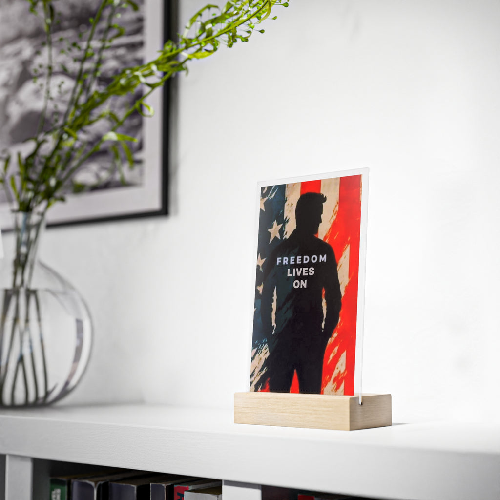 Patriotic Acrylic Sign, Freedom Lives On Decor, Independence Day Gift, Memorial Day Display, Rustic Home Accent